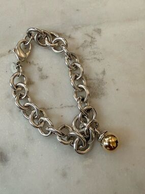 Tiffany & Co. Sterling Silver & solid Gold ball Charm Bracelet